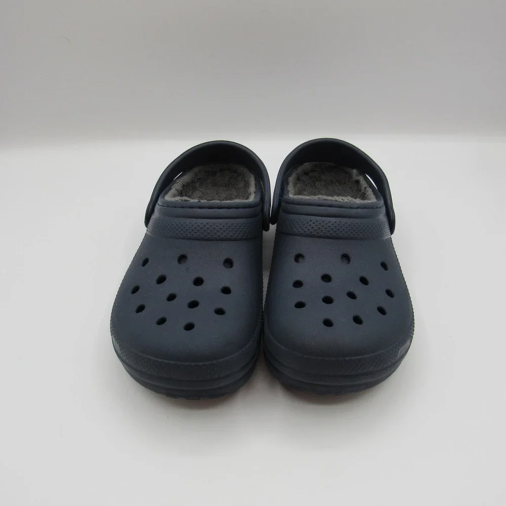 Crocs Fuzz Lined Clogs Kids Size 13 Navy Blue Excellent Fleece Warm Slip On